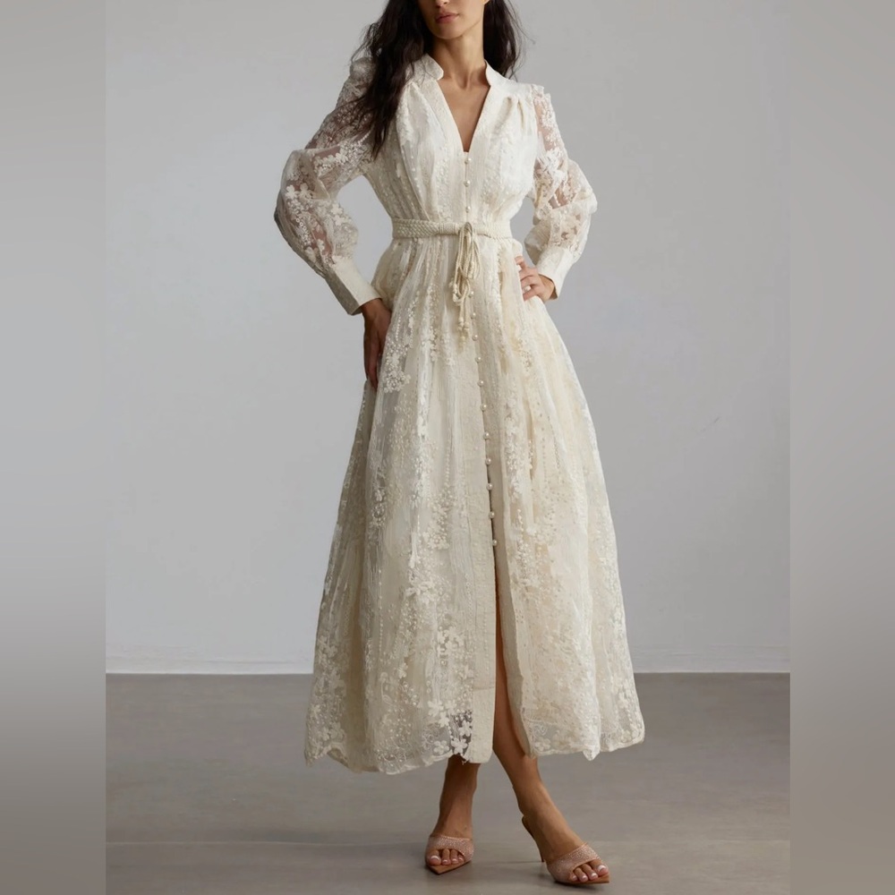 Elegant Lace Maxi Dress in Cream